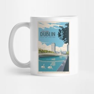 Vintage Travel Art Ireland Dublin City Of Culture Mug